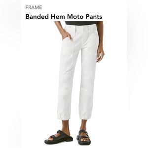 👖Frame White Banded Hem Moto Pants Size 34